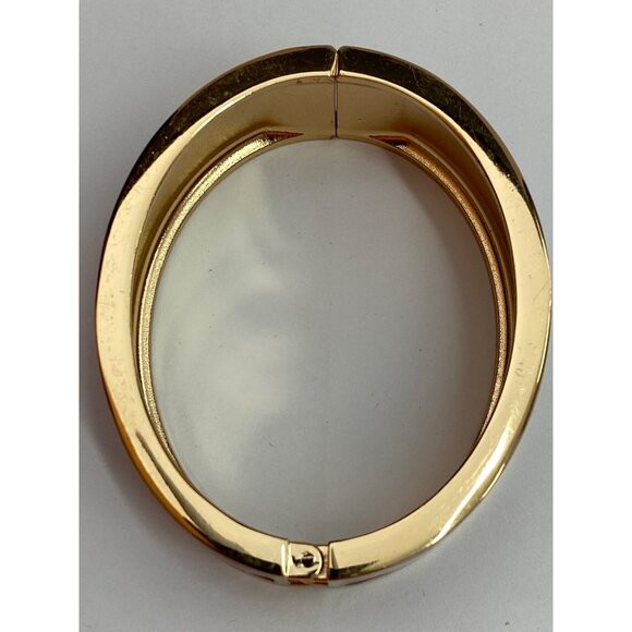 Avon Gold-Tone Geometric Hinged Bangle Bracelet With Red & Pink Pattern J0251 - Picture 7 of 9